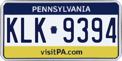 PA license plate KLK9394
