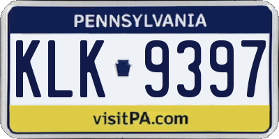 PA license plate KLK9397