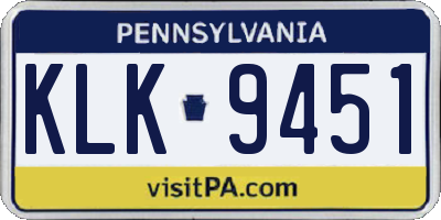 PA license plate KLK9451
