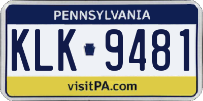 PA license plate KLK9481