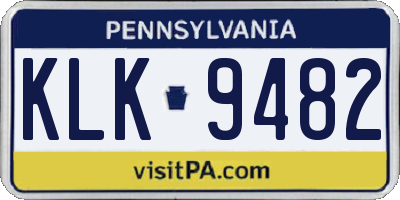PA license plate KLK9482