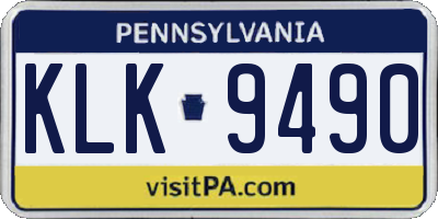 PA license plate KLK9490