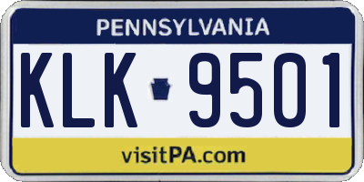 PA license plate KLK9501