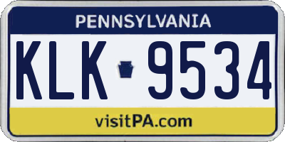 PA license plate KLK9534
