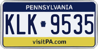 PA license plate KLK9535