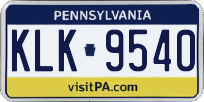 PA license plate KLK9540