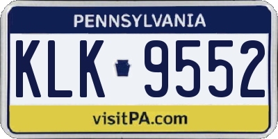 PA license plate KLK9552