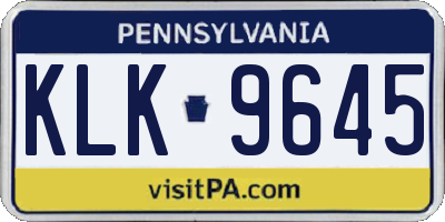 PA license plate KLK9645