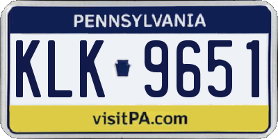 PA license plate KLK9651