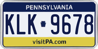 PA license plate KLK9678