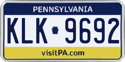 PA license plate KLK9692