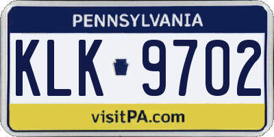 PA license plate KLK9702