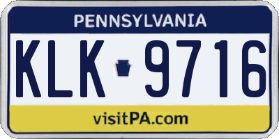 PA license plate KLK9716