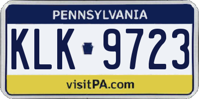 PA license plate KLK9723
