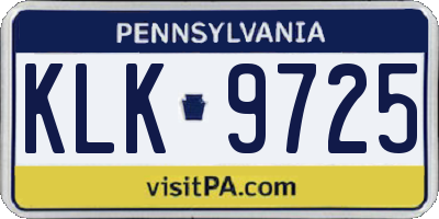PA license plate KLK9725