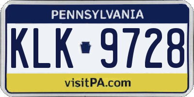 PA license plate KLK9728