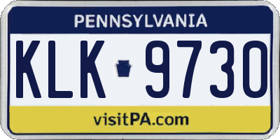 PA license plate KLK9730