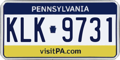 PA license plate KLK9731