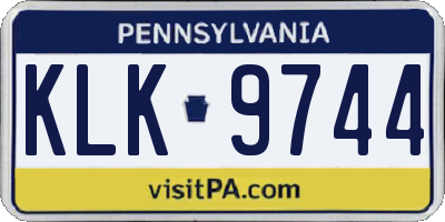 PA license plate KLK9744