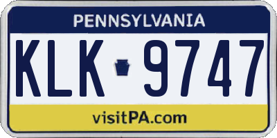 PA license plate KLK9747