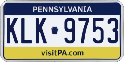 PA license plate KLK9753
