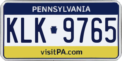 PA license plate KLK9765