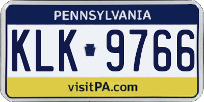 PA license plate KLK9766