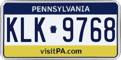 PA license plate KLK9768