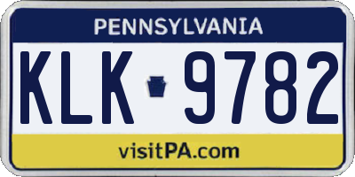PA license plate KLK9782