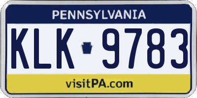 PA license plate KLK9783