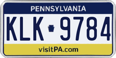 PA license plate KLK9784
