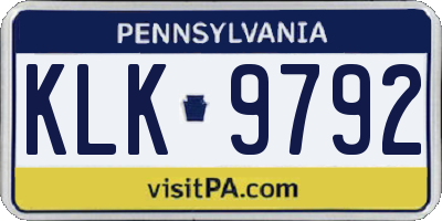PA license plate KLK9792