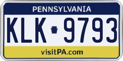 PA license plate KLK9793