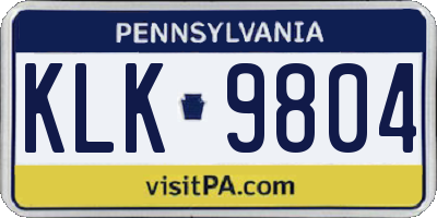 PA license plate KLK9804