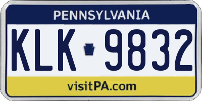 PA license plate KLK9832