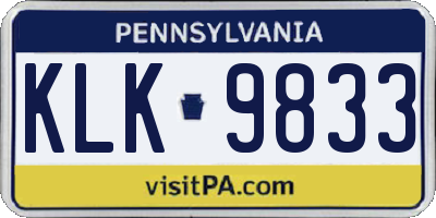 PA license plate KLK9833