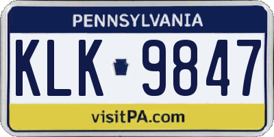 PA license plate KLK9847