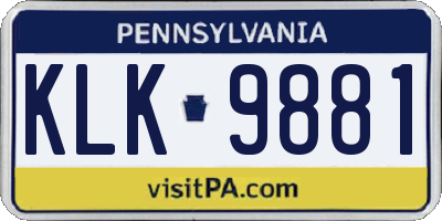 PA license plate KLK9881