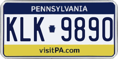 PA license plate KLK9890