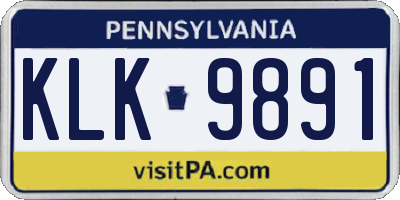 PA license plate KLK9891
