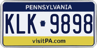 PA license plate KLK9898