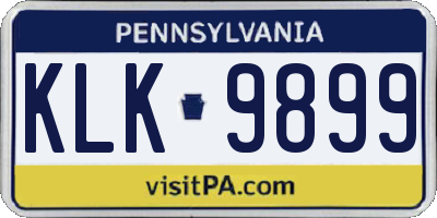 PA license plate KLK9899