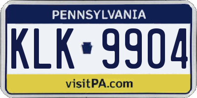 PA license plate KLK9904