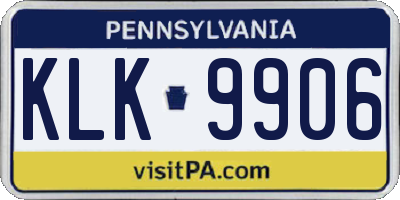 PA license plate KLK9906