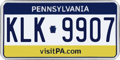 PA license plate KLK9907