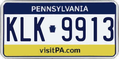 PA license plate KLK9913