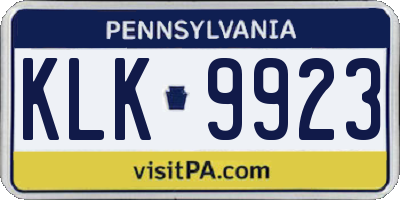 PA license plate KLK9923