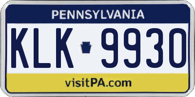 PA license plate KLK9930