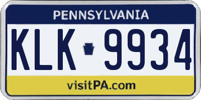 PA license plate KLK9934