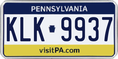 PA license plate KLK9937